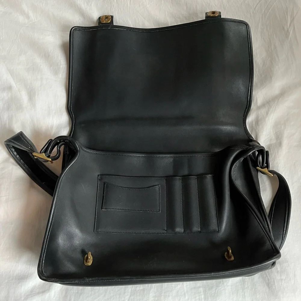 Coach Black Leather Essex Briefcase Crossbody Bag